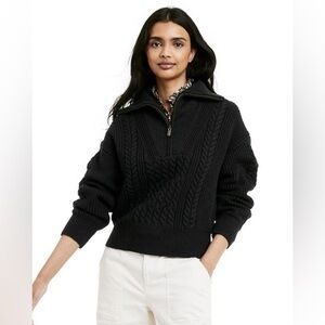 Nili Lotan x Target Women’s Quarter Zip Cable Knit Pullover Sweater Black Large